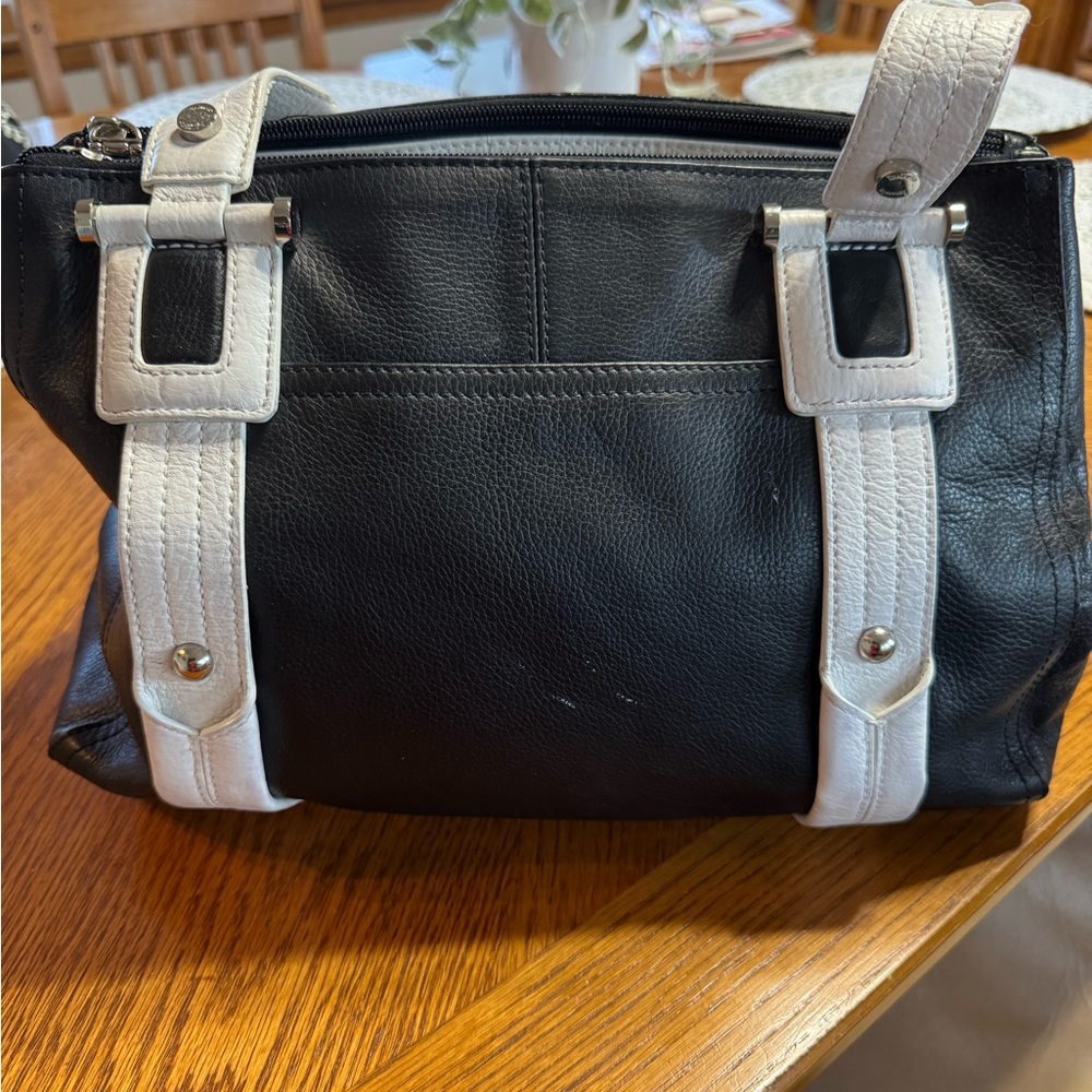 Tignanello Black and White Tote Bag